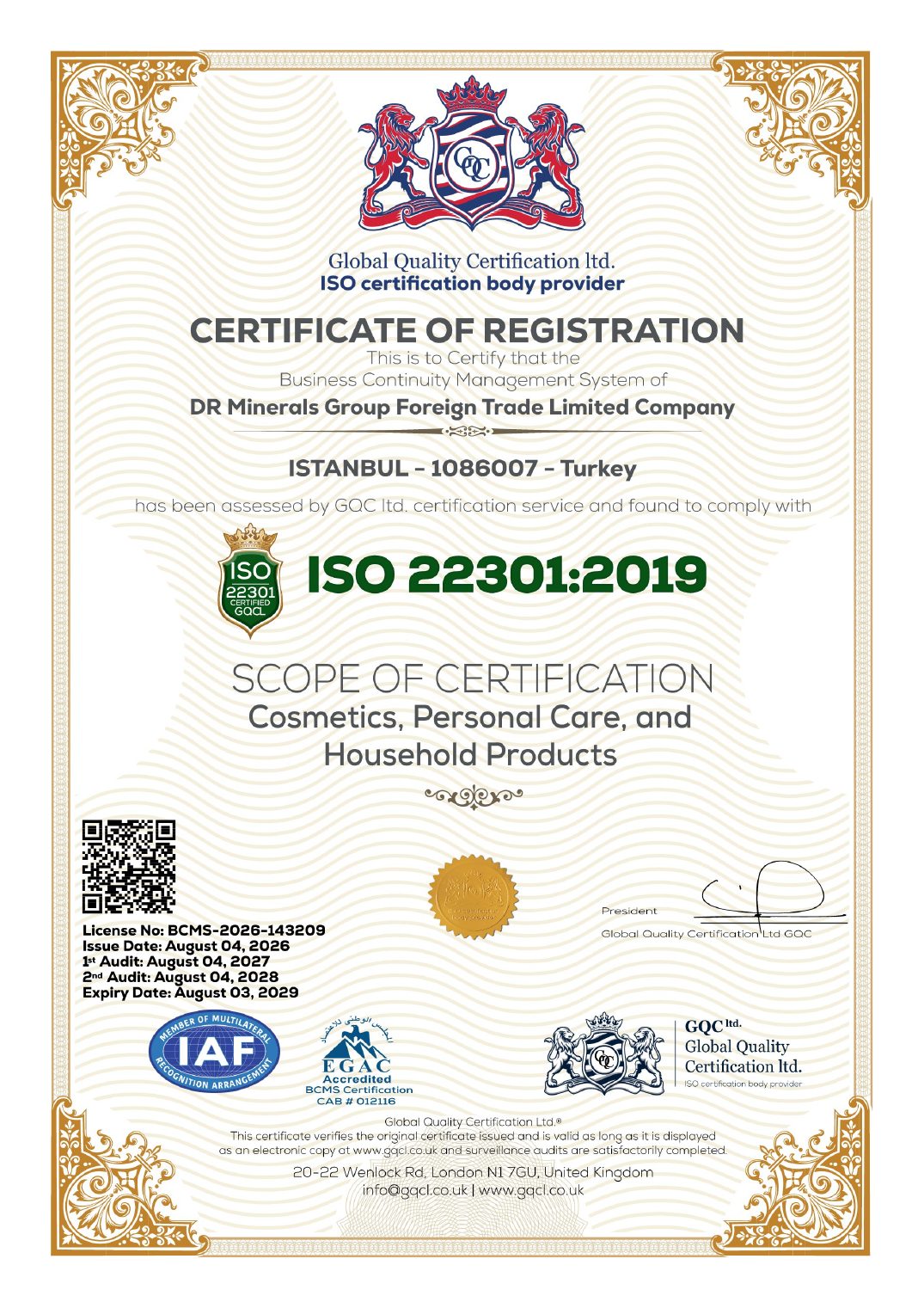 ISO 22301:2019 — BCMS-2026-143209